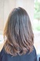 Covering with wavy hair and shows a smaller face back