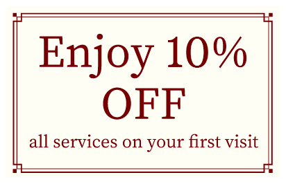 Enjoy 10% off all services on your first visit