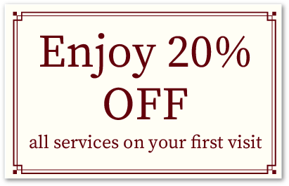 Enjoy 20% off all services on your first visit